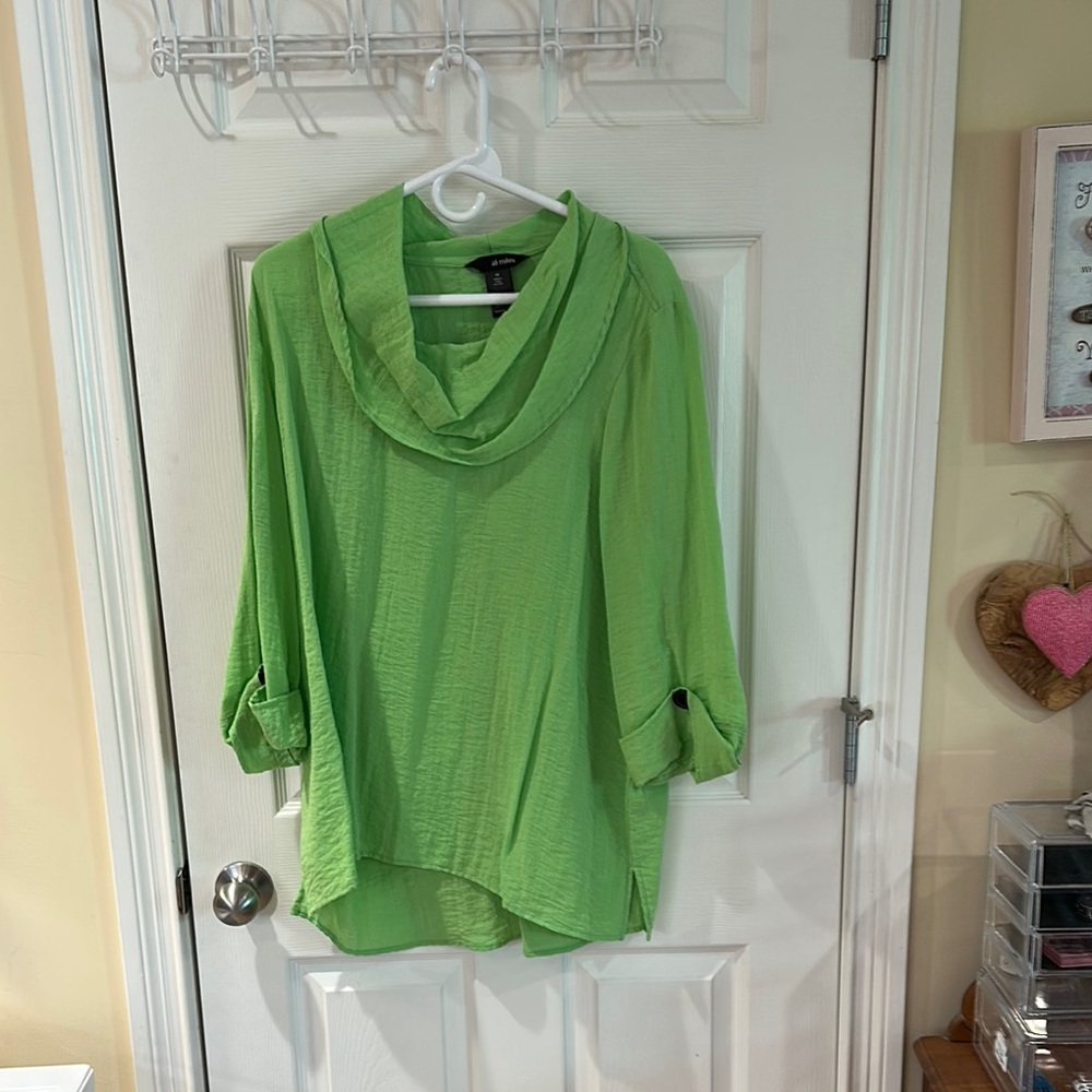 Ali Miles Lime Green Cowl Neck Top